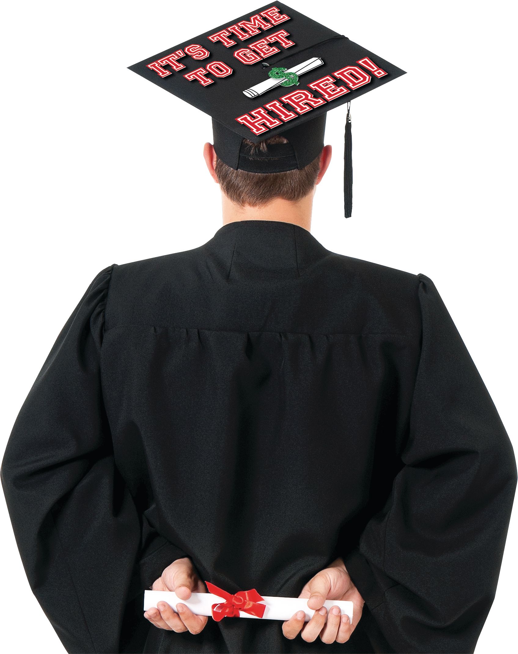 Hired Graduation Cap Decorating Kit Back_Flat