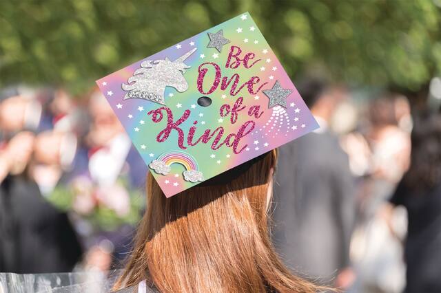 Prismatic Unicorn Graduation Cap Topper Back_Flat