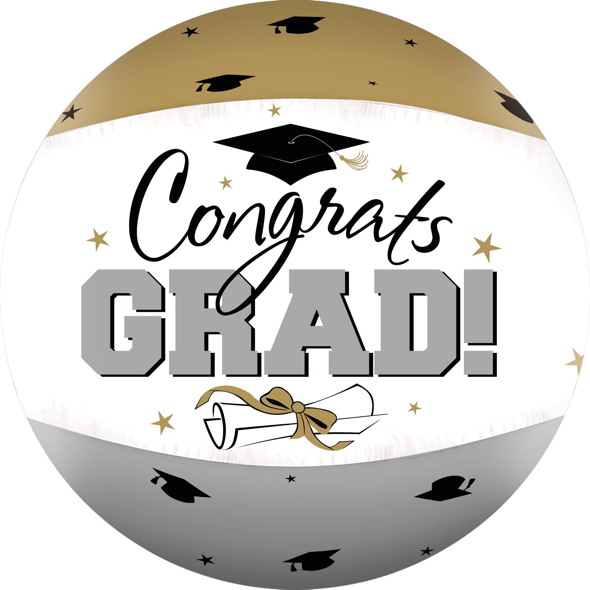 Black, Gold, & Silver Graduation Autograph Beach Ball Party City