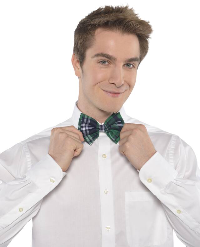 Green Plaid Bow Tie Front_Flat