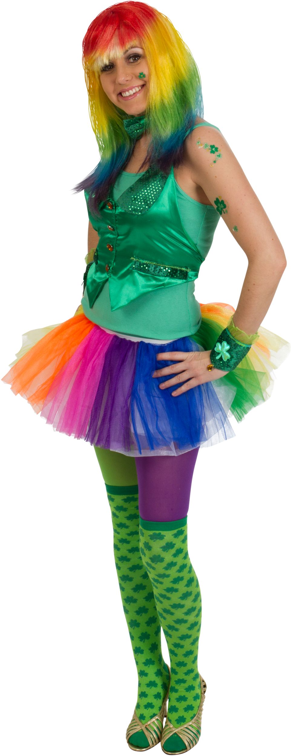 Mi-bas trèfle de la Saint-Patrick, vert, adultes, taille universelle Front_Angled_Left