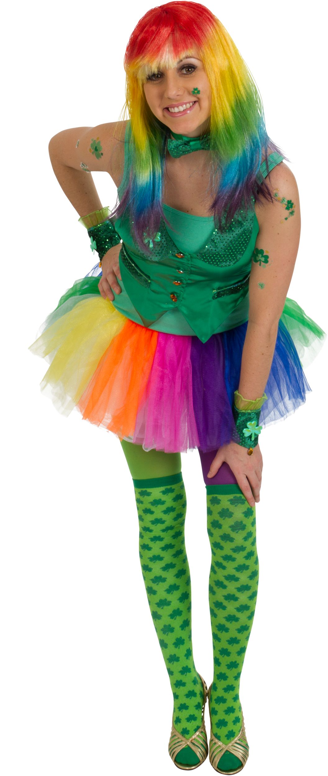 Mi-bas trèfle de la Saint-Patrick, vert, adultes, taille universelle Front_Flat