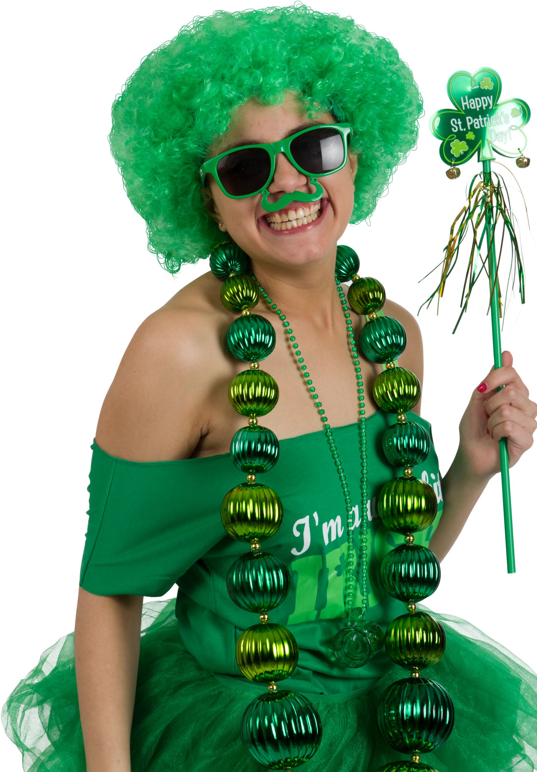 Green & White Striped Knee-High Socks Front_Angled_Right