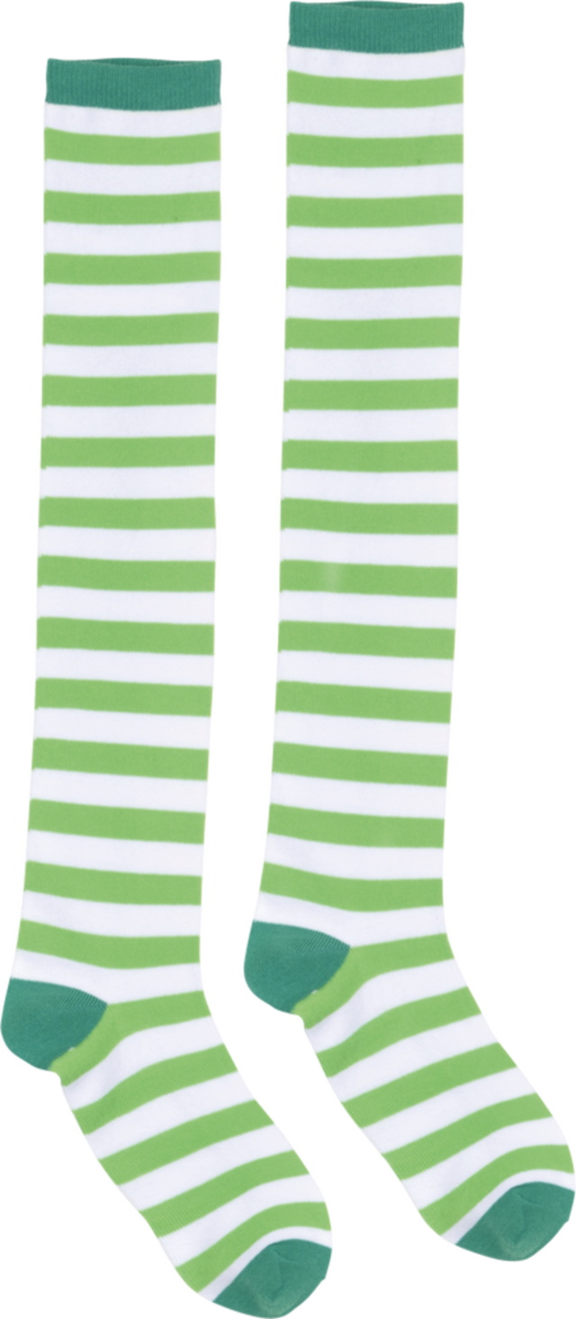 Blulu 4 Pairs St Patrick's Day Green White Striped Knee High Socks And Fingerless Gloves Arm Warmers