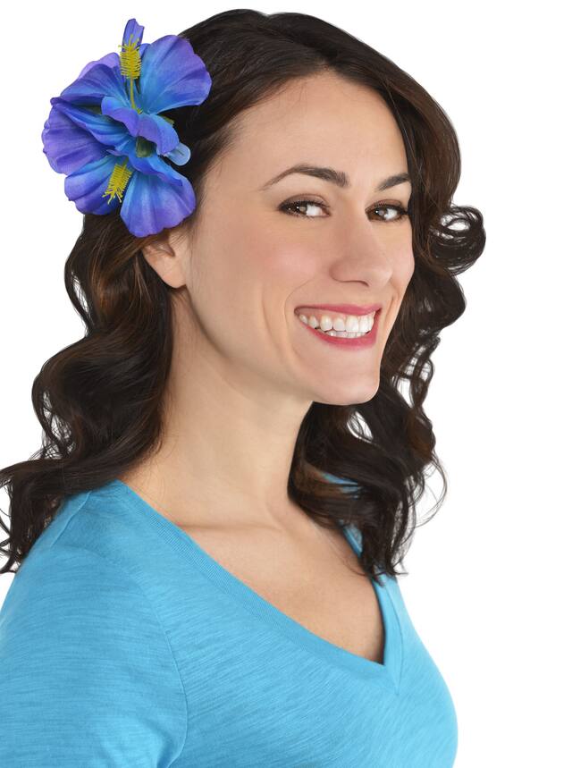 Purple Hibiscus Barrette Front_Angled_Left