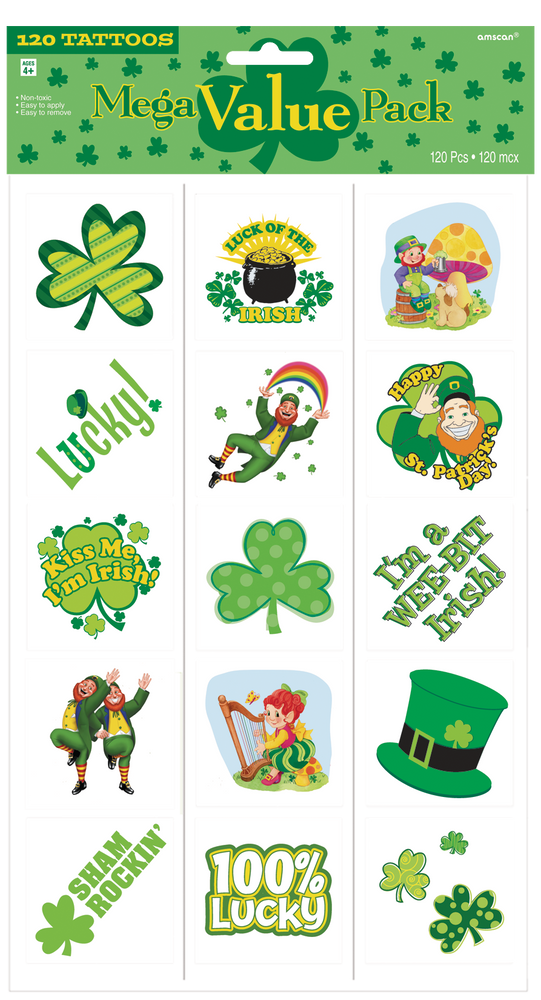 St. Patrick's Day Tattoos for Party Favours/Classroom, 120-pk | Party City