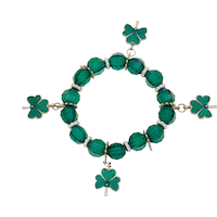 Beaded & Charm Stretch Bracelet Wearable, Green/Shamrock, for St. Patrick's Day Overhead_Flat