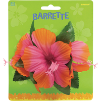 Pink Hibiscus Barrette Front_Flat