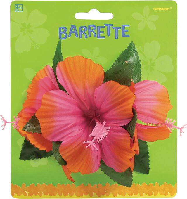 Pink Hibiscus Barrette Front_Flat