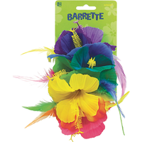 Deluxe Rainbow Hibiscus Barrette Front_Flat