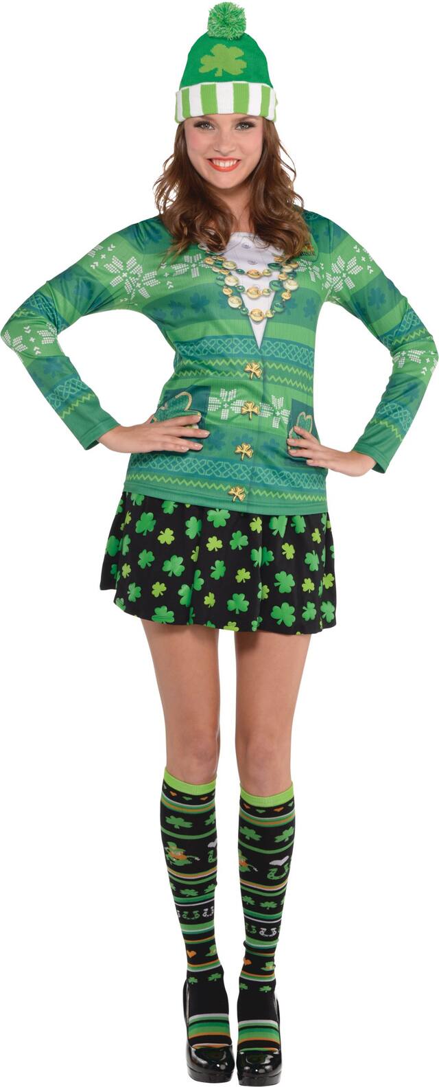 Fabric St. Patrick's Day Beanie Front_Flat