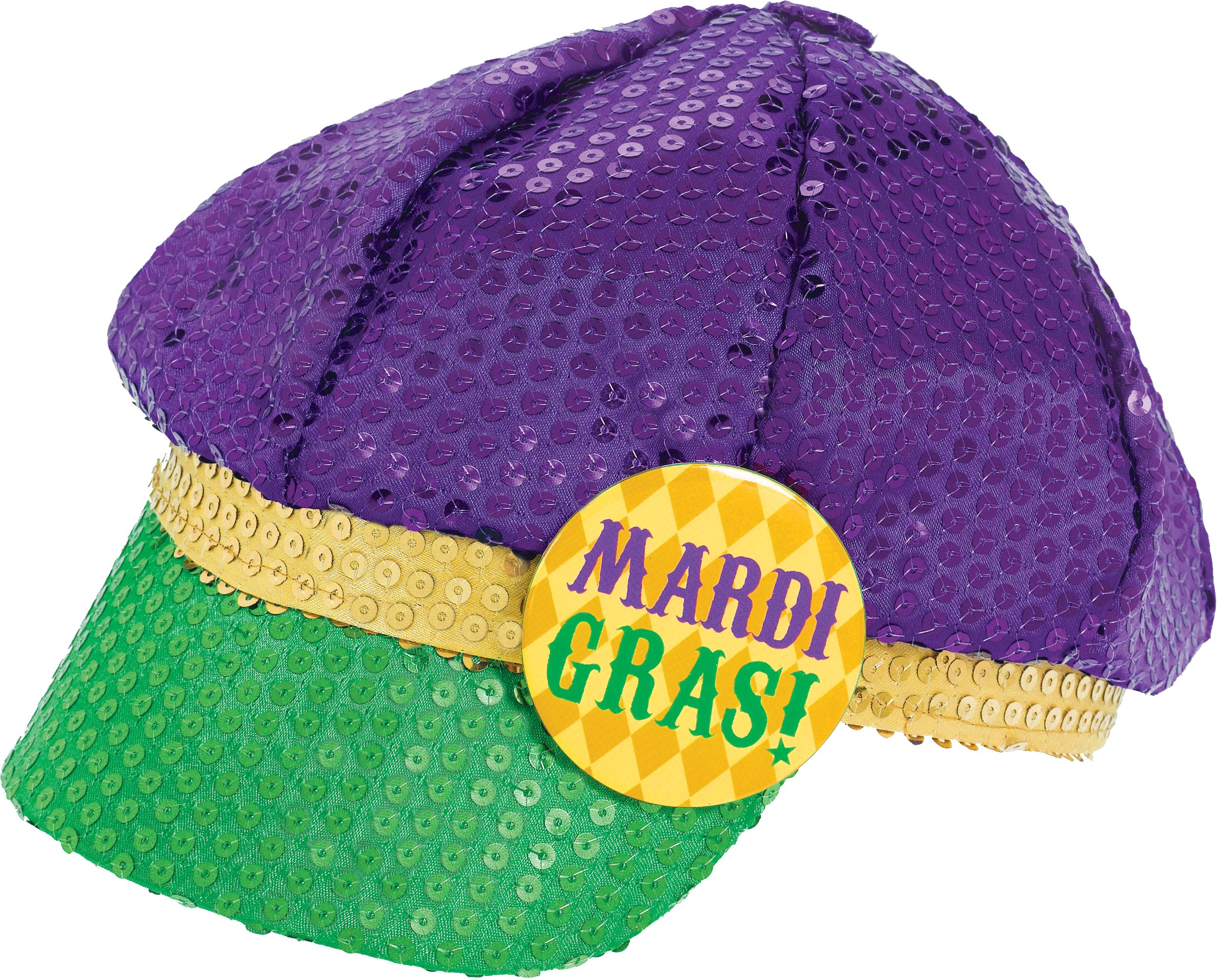 Sequined Mardi Gras Newsboy Hat Front_Angled_Left