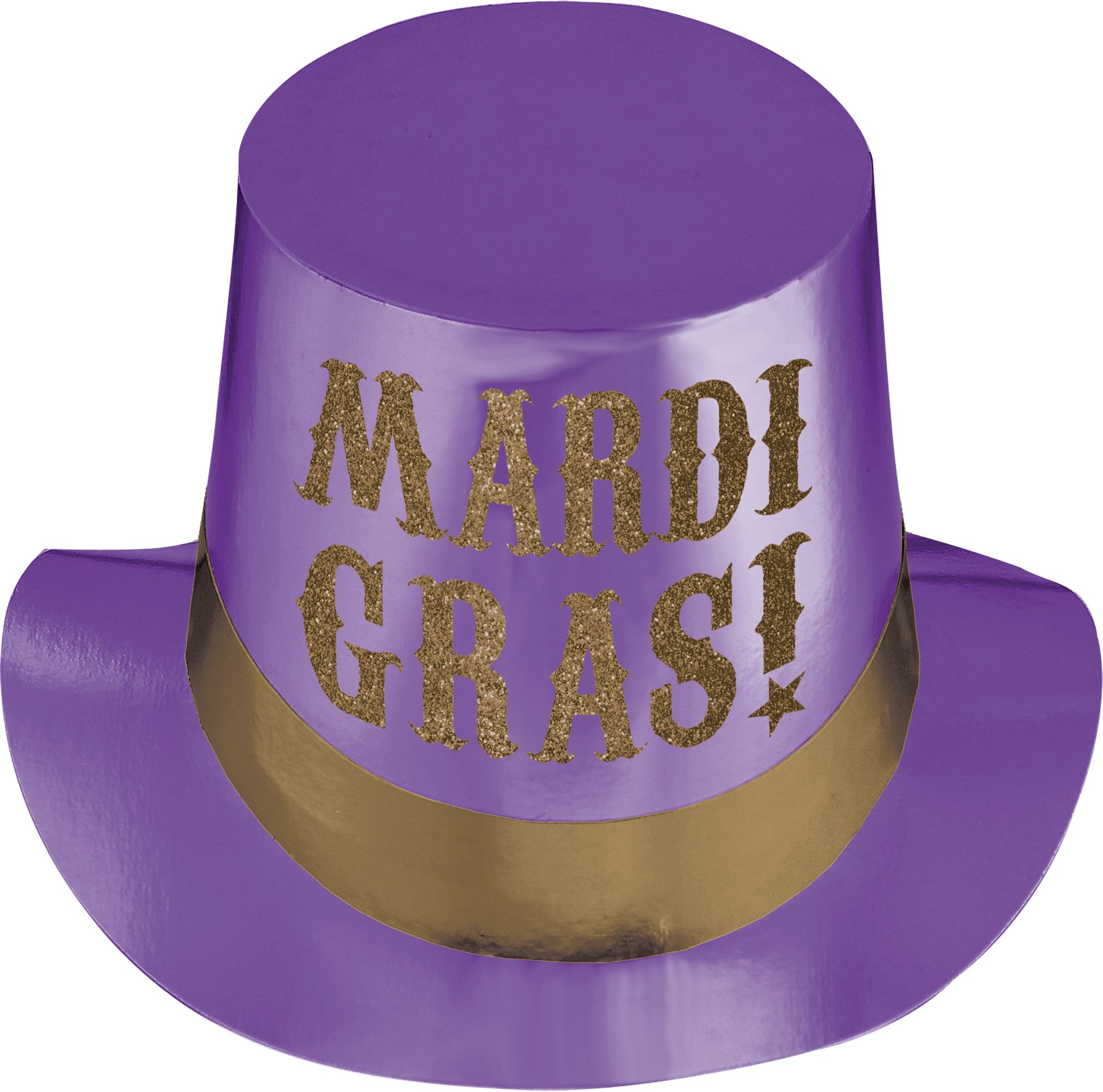 "Mardi Gras" Top Party Hat, Gold/Purple, One Size, for Mardi Gras Front_Elevated