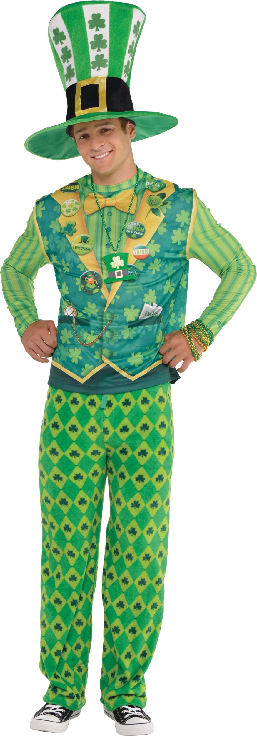 Shamrock Oversized Leprechaun Top St. Patrick's Day Hat, Green, One Size Front_Flat
