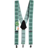 Adult Green Plaid Suspenders, One Size, for St. Patrick's Day