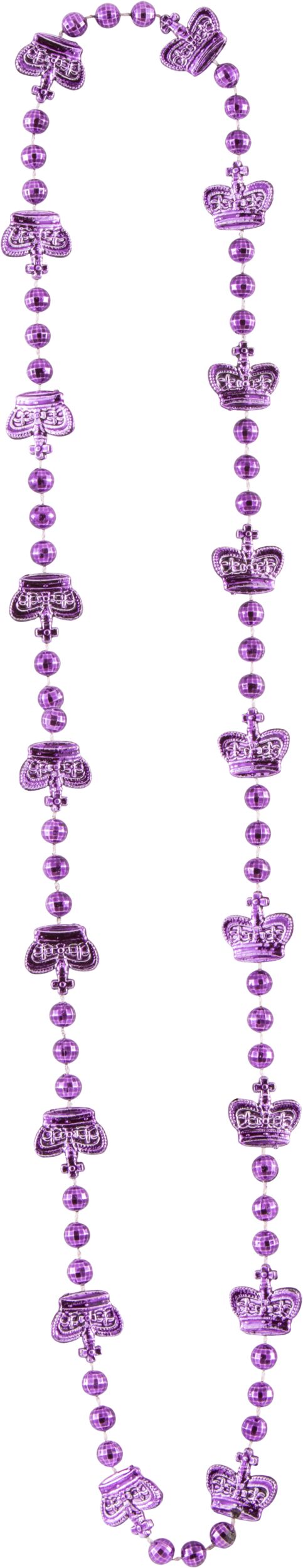 Crown Bead Necklaces, Gold, One Size, 3-pk, for Mardi Gras Overhead_Flat