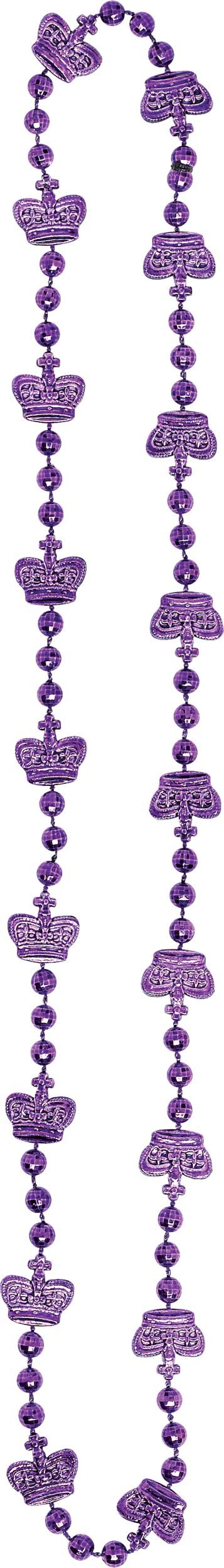 Crown Bead Necklaces, Gold, One Size, 3-pk, for Mardi Gras Overhead_Flat