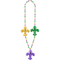 Collier de perles fleur-de-lys du Mardi gras géant Overhead_Flat
