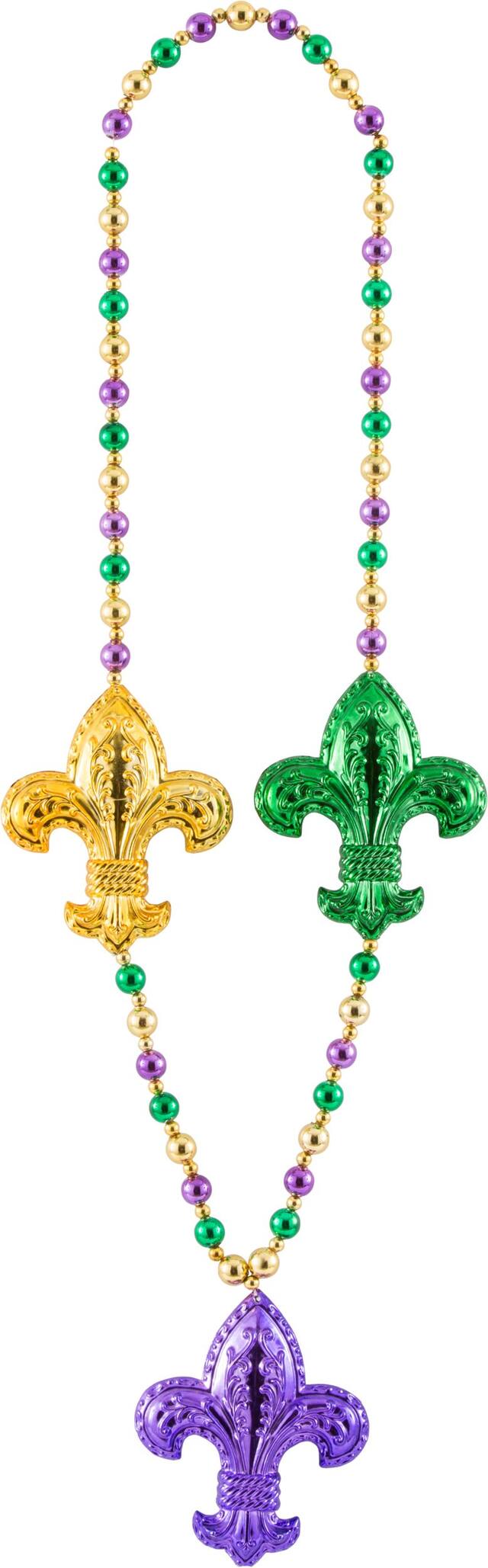 Collier de perles fleur-de-lys du Mardi gras géant Overhead_Flat