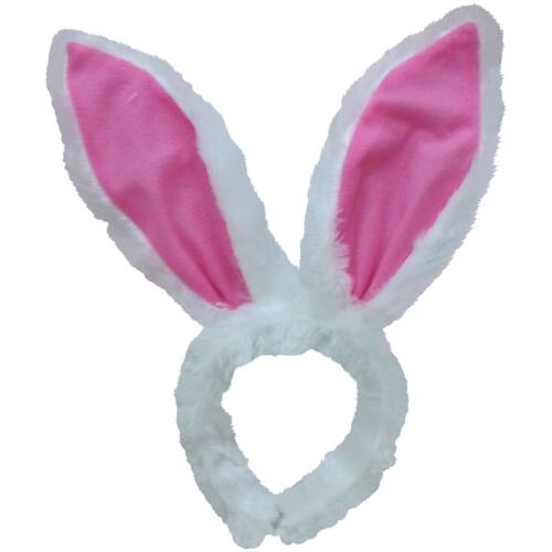 Bunny Ears Headband, Pink/White, One Size, for Easter