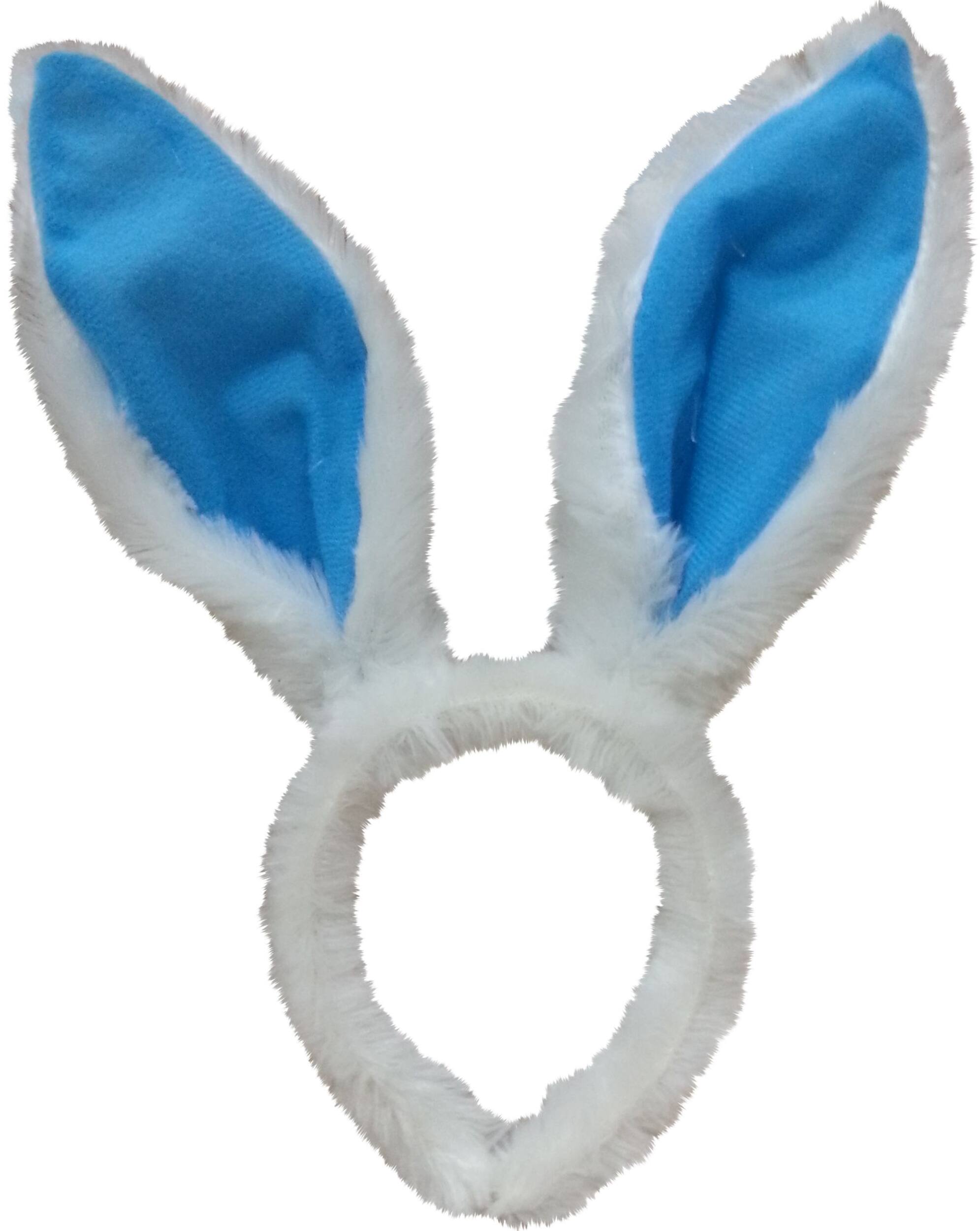 Bunny Ears Headband, Blue/White, One Size, for Easter Front_Flat