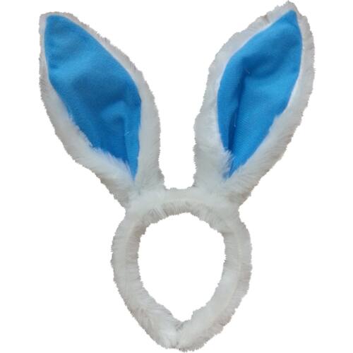 Bunny Ears Headband, Blue/White, One Size, for Easter