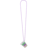 "Mardi Gras" Shot Glass Bead Necklaces, Gold/Green/Purple, One Size, for Mardi Gras Front_Flat