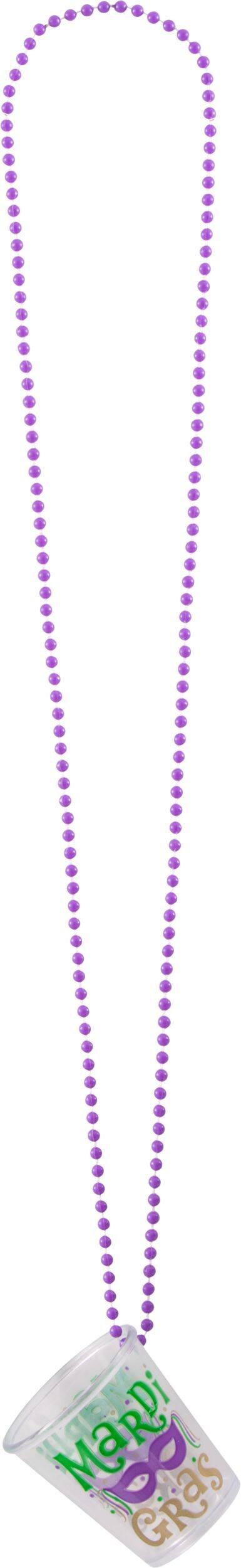 "Mardi Gras" Shot Glass Bead Necklaces, Gold/Green/Purple, One Size, for Mardi Gras Front_Flat