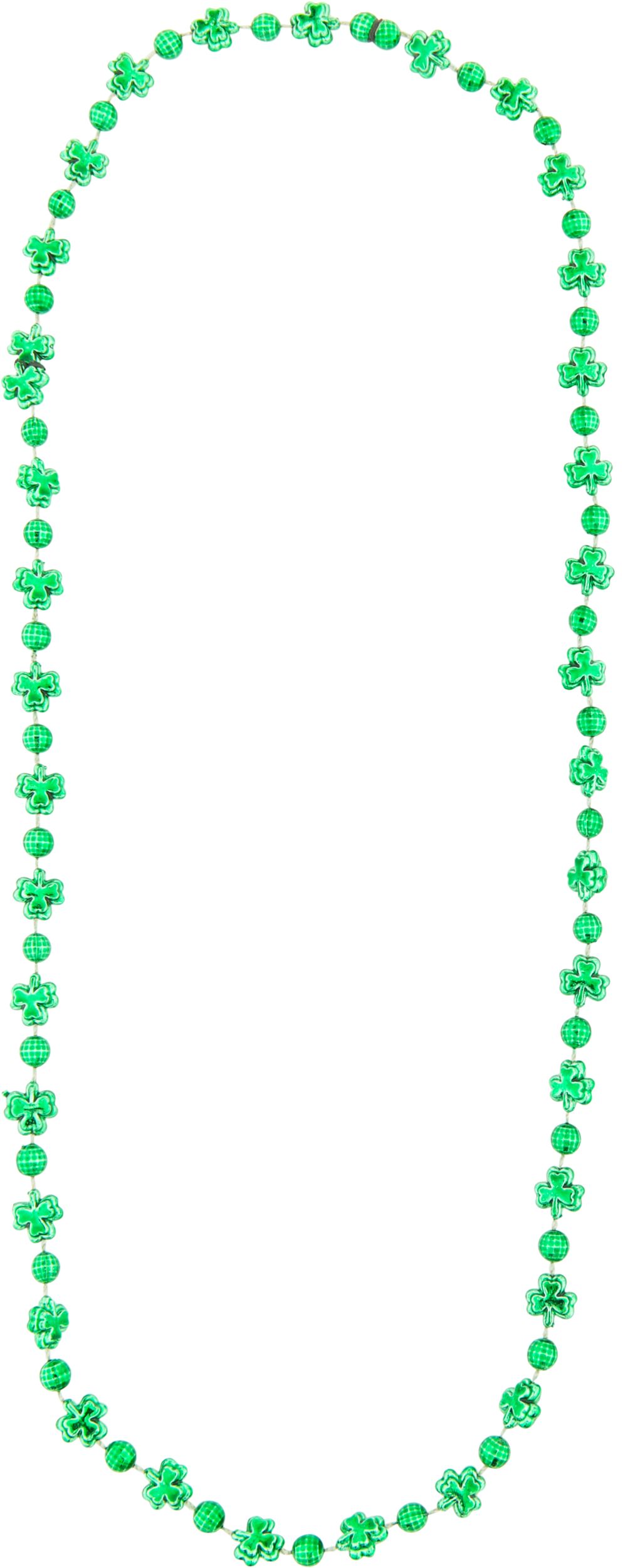 Shamrock Bead Necklaces, Green, One Size, 8-pk, for St. Patrick's Day Overhead_Flat