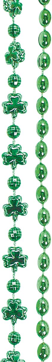 Shamrock Bead Necklaces, Green, One Size, 8-pk, for St. Patrick's Day CloseUp