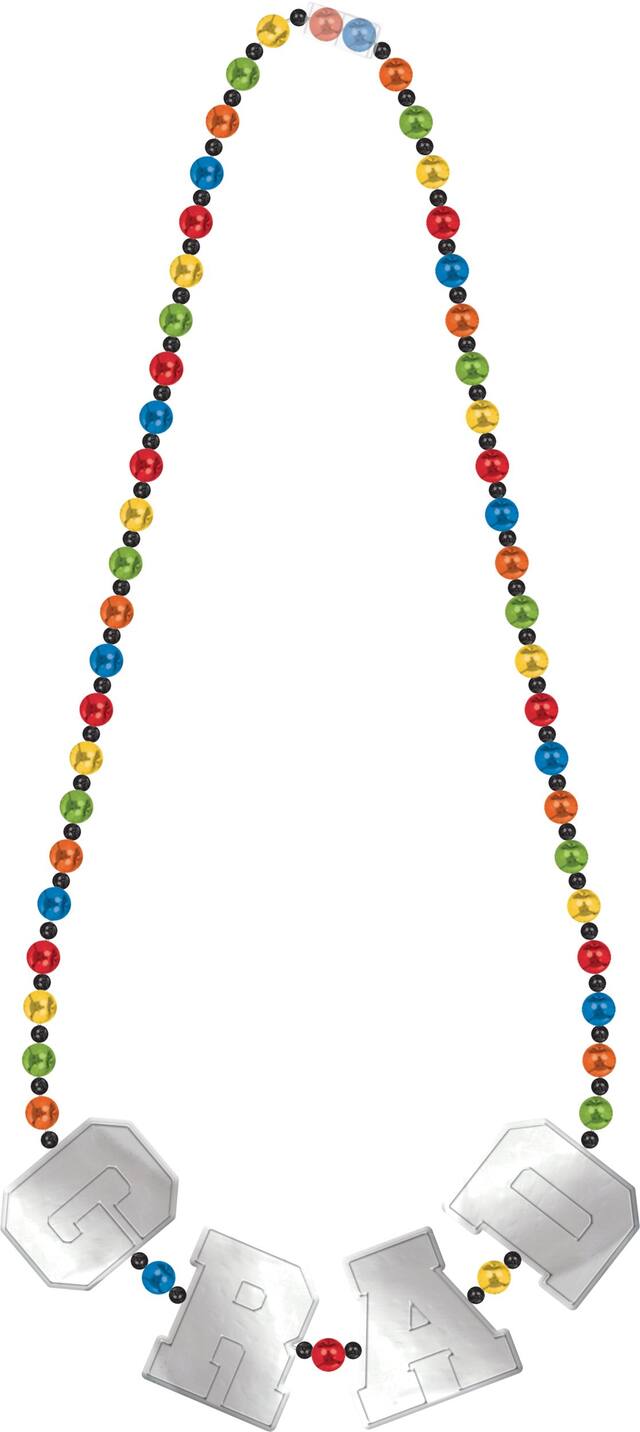 Collier de perles du diplômé multicolore Front_Flat