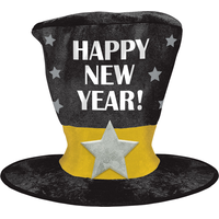Black, Gold & Silver Giant New Year's Hat Front_Flat