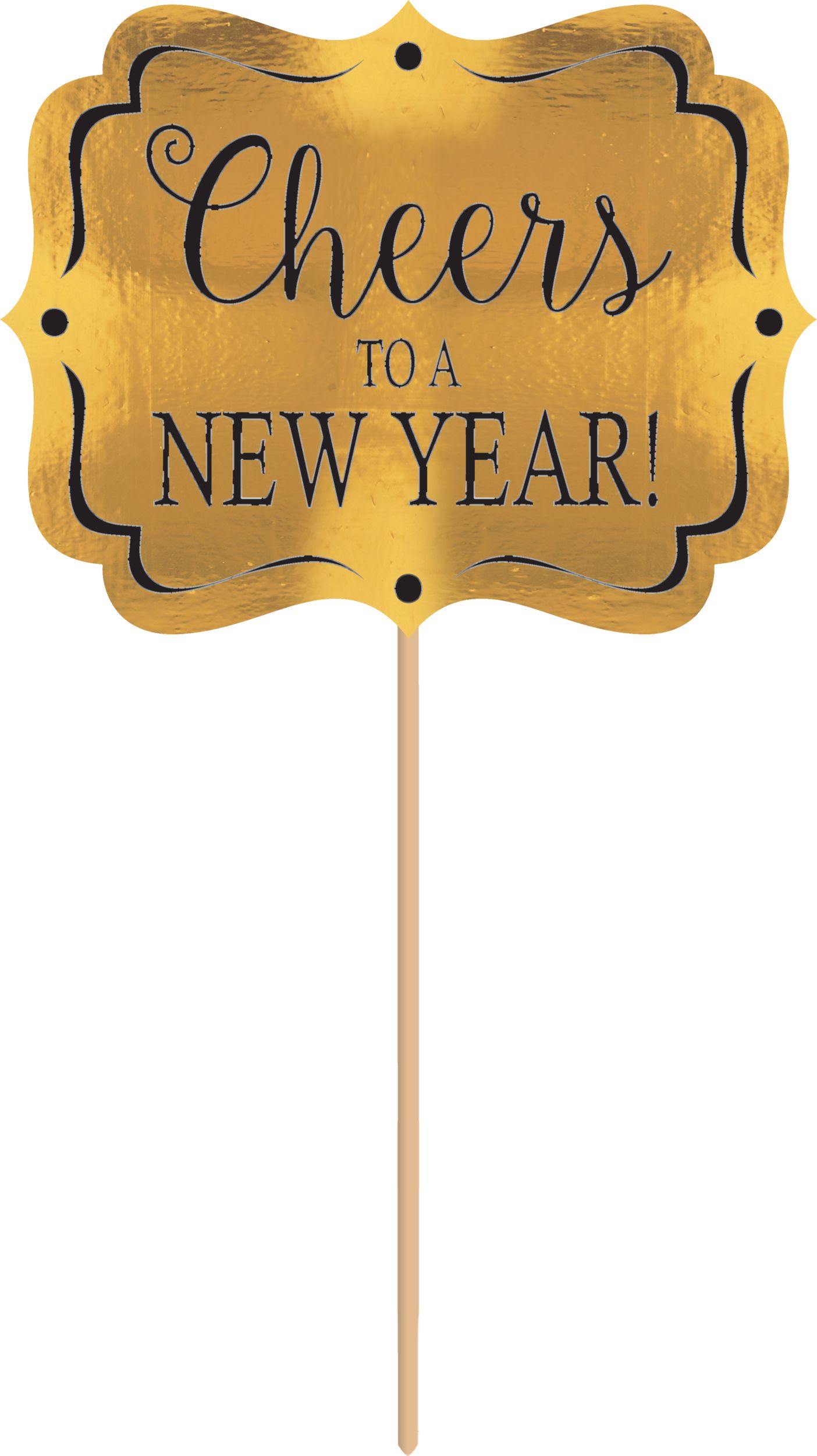 Black, Gold, & Silver New Year's Photo Booth Kit, 21-pc Front_Flat