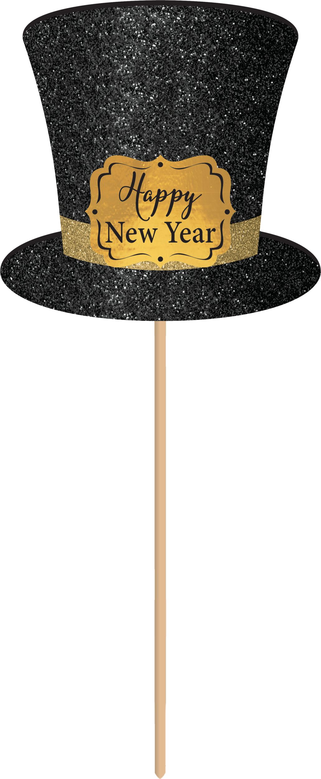 Black, Gold, & Silver New Year's Photo Booth Kit, 21-pc Front_Flat