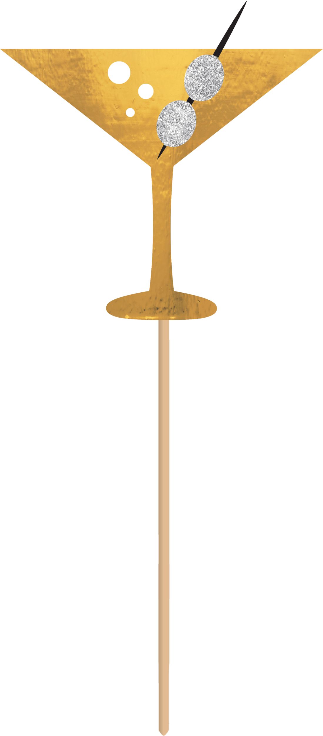 Black, Gold, & Silver New Year's Photo Booth Kit, 21-pc Front_Flat