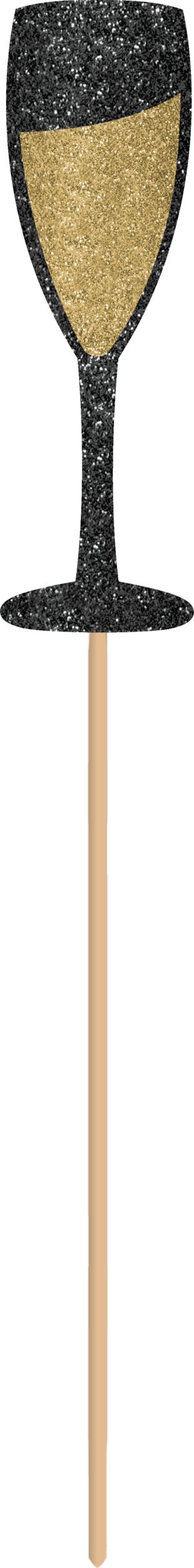 Black, Gold, & Silver New Year's Photo Booth Kit, 21-pc Front_Flat