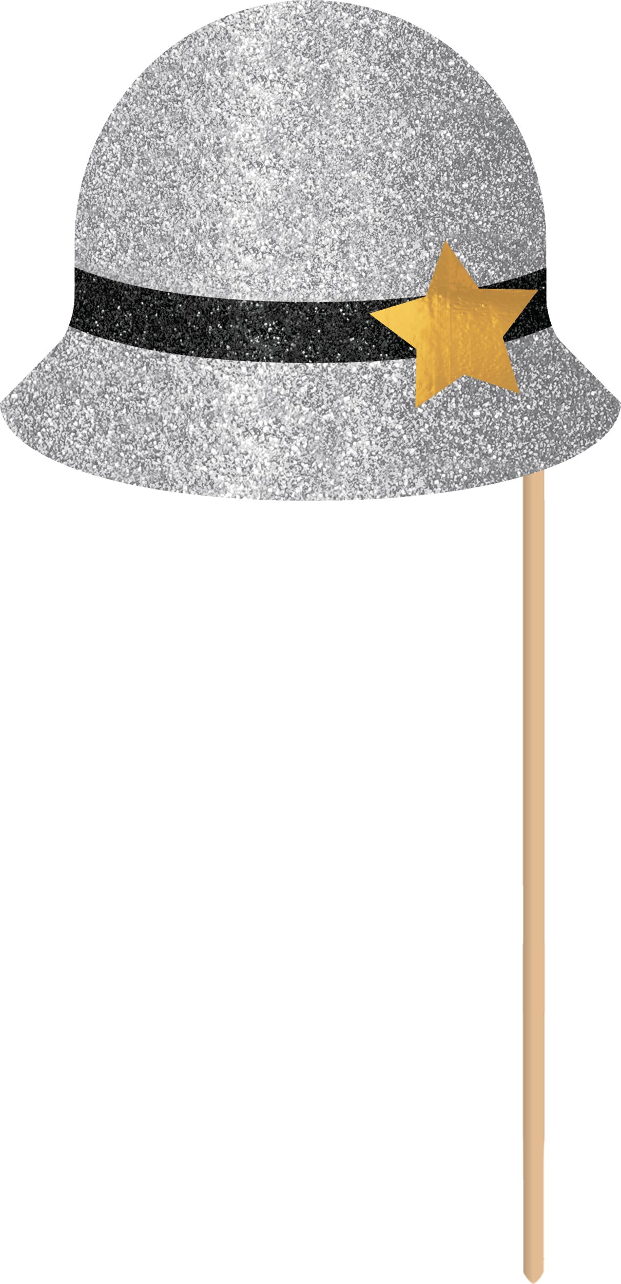 Black, Gold, & Silver New Year's Photo Booth Kit, 21-pc Front_Flat