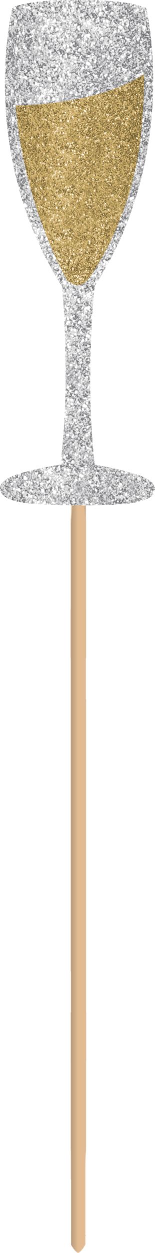 Black, Gold, & Silver New Year's Photo Booth Kit, 21-pc Front_Flat