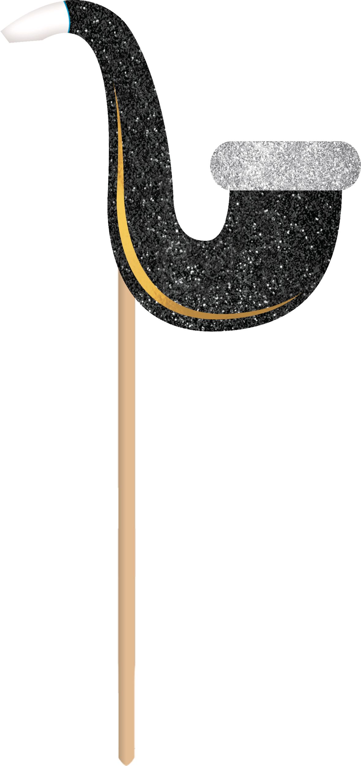 Black, Gold, & Silver New Year's Photo Booth Kit, 21-pc Front_Flat