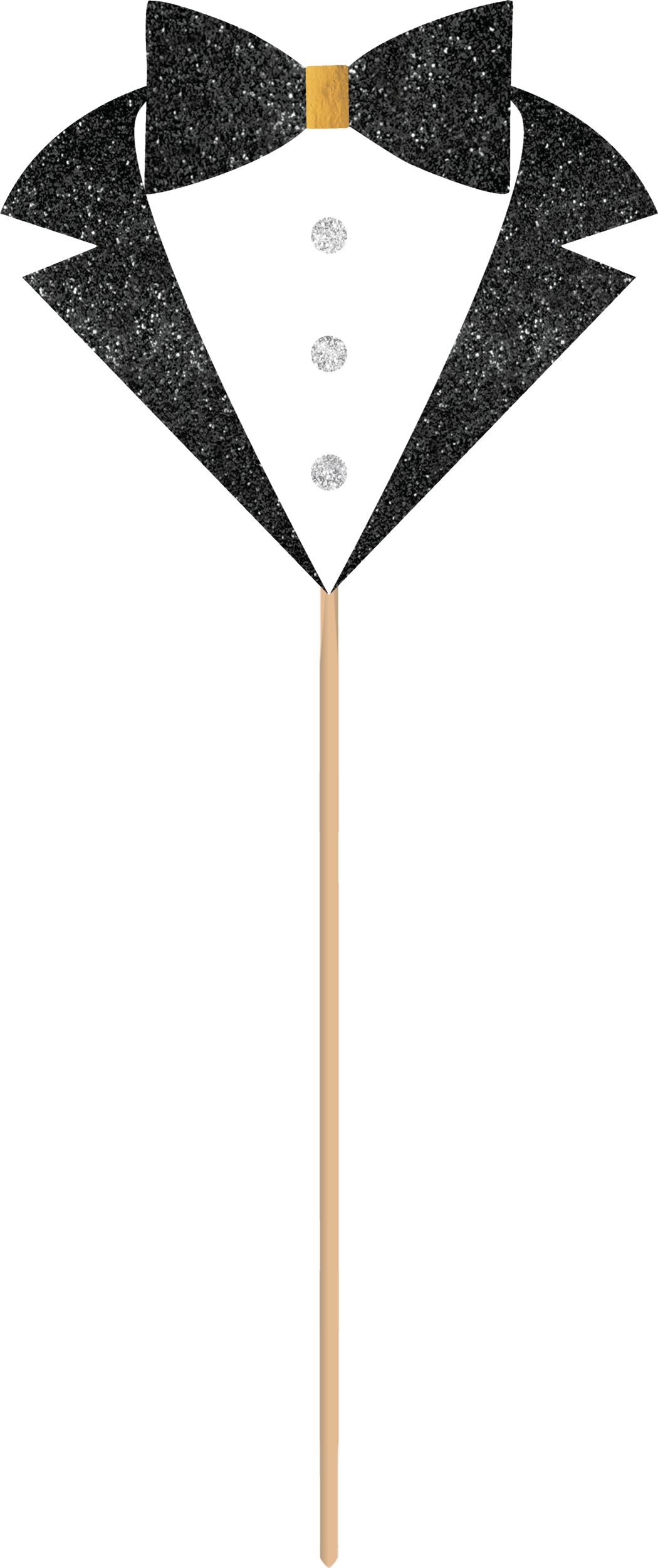 Black, Gold, & Silver New Year's Photo Booth Kit, 21-pc Front_Flat