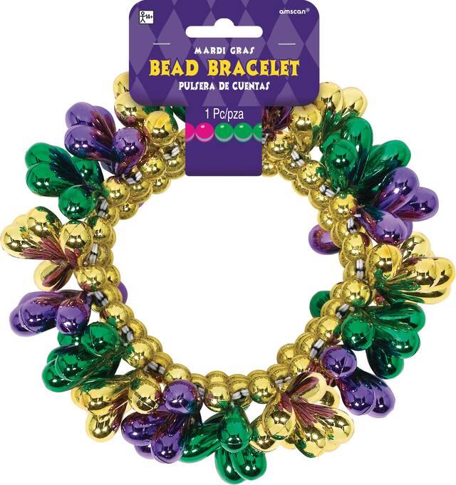 Mardi Gras Bead Bracelet Front_Flat