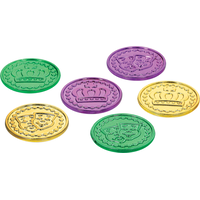 Crown Coins, Green/Purple/Gold, 100-pk, for Mardi Gras Front_Elevated
