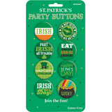 "Irish for a Day" Metal Button Pin Wearables, Green, 8-pk, for St. Patrick's Day Front_Flat