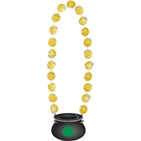 Pot of Gold Pendant Bead Necklace, Gold/Green, One Size, for St. Patrick's Day Overhead_Flat