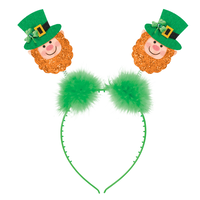 St. Patrick's Day Glitter Leprechaun Head Bopper Front_Flat