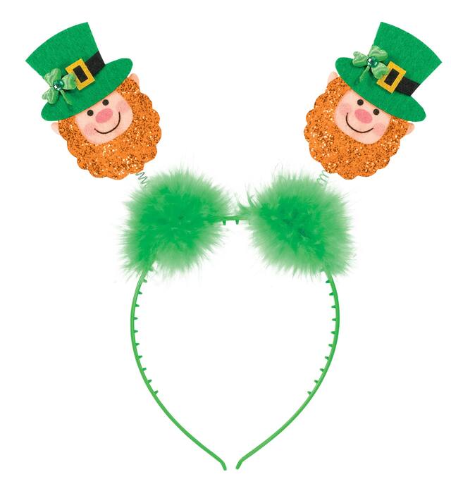 St. Patrick's Day Glitter Leprechaun Head Bopper Front_Flat