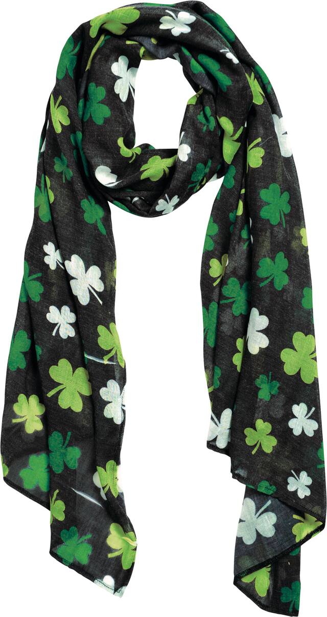 Écharpe trèfle de la Saint-Patrick, vert/noir/blanc Overhead_Flat