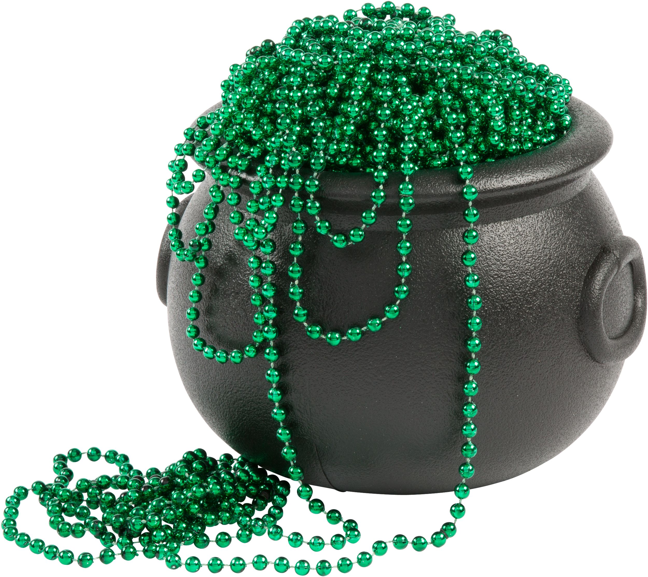 Bead Necklaces, Green, One Size, 60-pk, for St. Patrick's Day Front_Angled_Left
