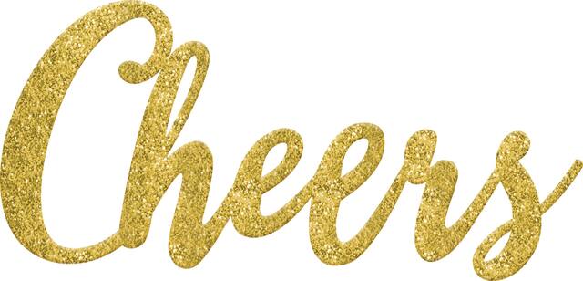 "Cheers" Glitter Word Photo Booth Prop, Gold, 13-in, Wearable Prop for New Years Eve Front_Flat