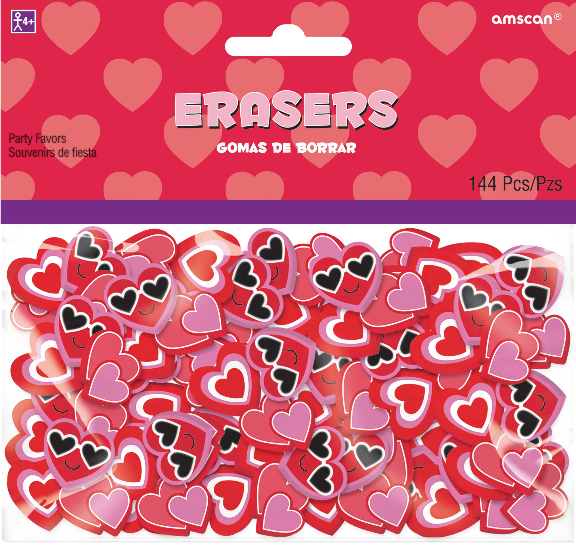 Valentine's Day Mini Erasers, 144-pk Front_Flat